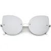 Oversize Rimless Mirrored Cat Eye Flat Lens Sunglasses A204 sold by ZeroUV