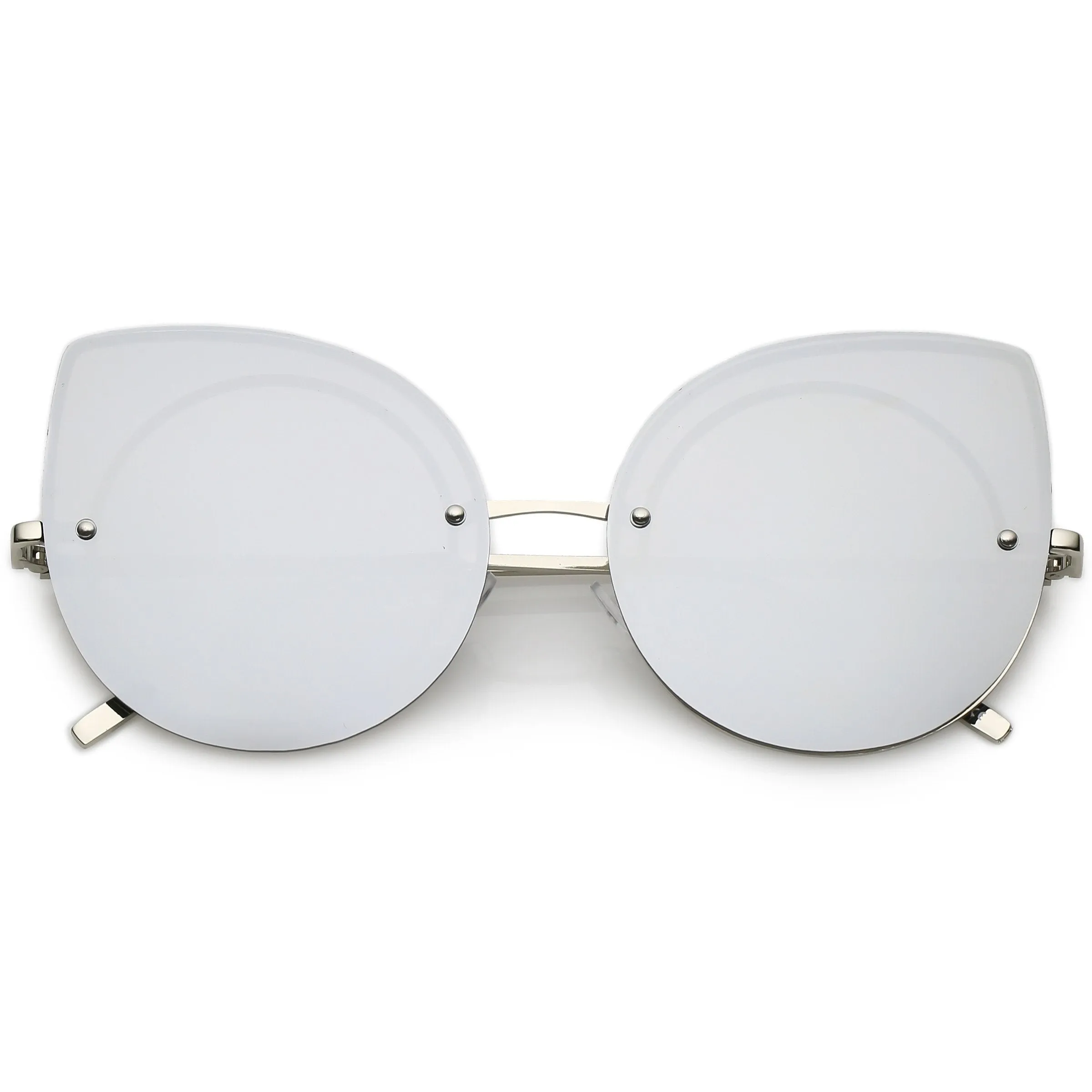 Oversize Rimless Mirrored Cat Eye Flat Lens Sunglasses A204 sold by ZeroUV