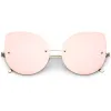 Oversize Rimless Mirrored Cat Eye Flat Lens Sunglasses A204 sold by ZeroUV