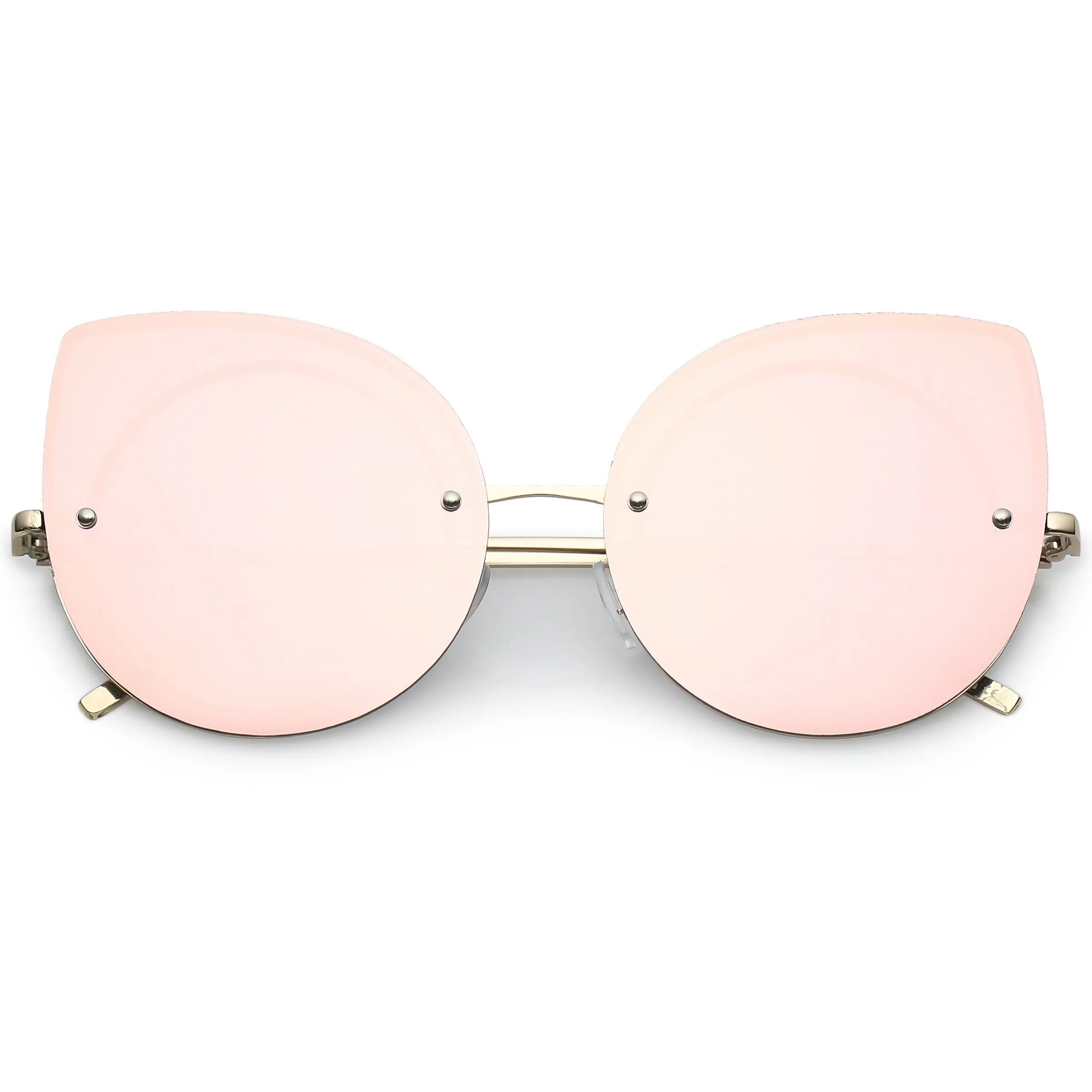 Oversize Rimless Mirrored Cat Eye Flat Lens Sunglasses A204 sold by ZeroUV product image thumbnail 3