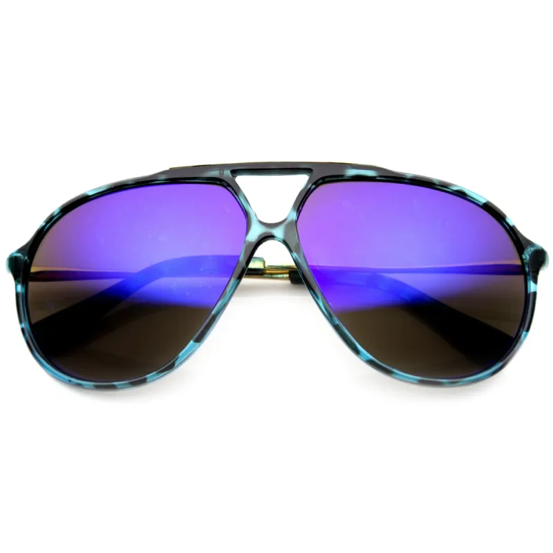 Large Retro Aviator Sunglasses With Flash Mirror Lenses 9740 sold by ZeroUV