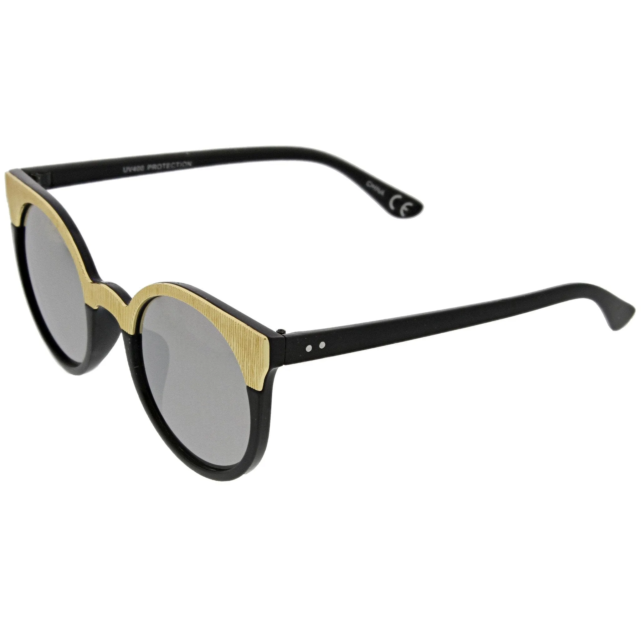 Women's Round Metallic Trim Cat Eye Sunglasses A749 sold by ZeroUV product image thumbnail 5