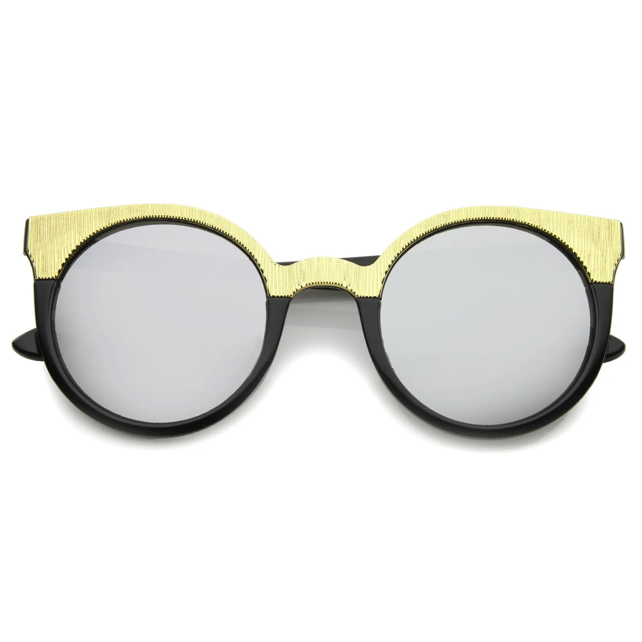 Women's Round Metallic Trim Cat Eye Sunglasses A749 sold by ZeroUV product image thumbnail 3