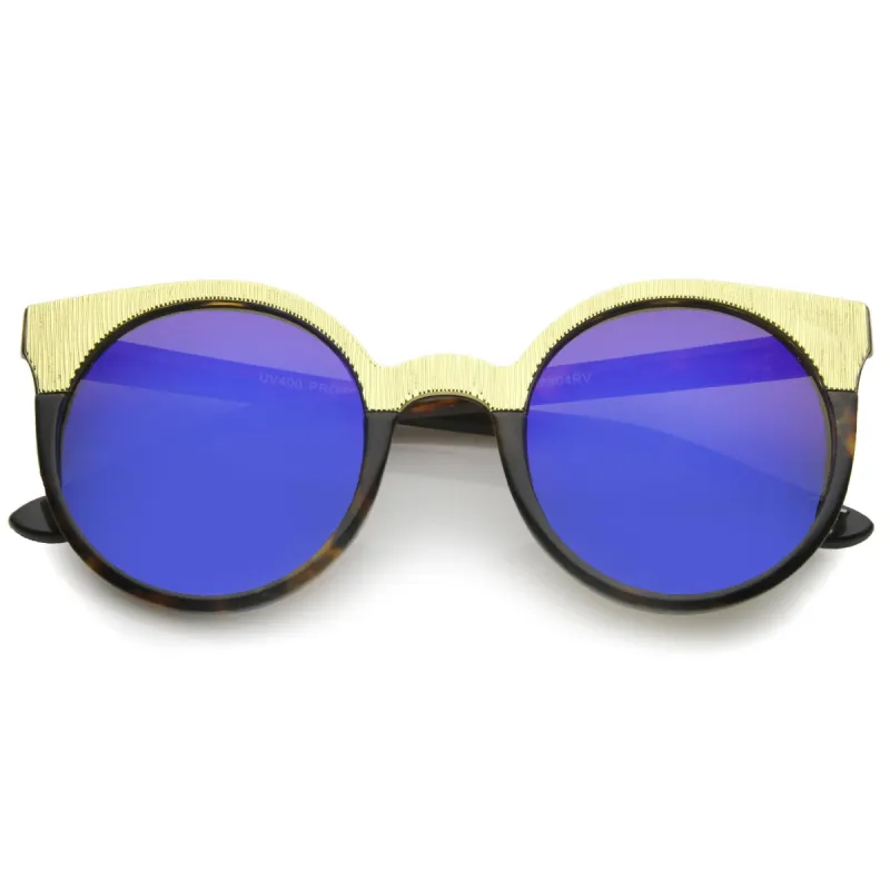 Women's Round Metallic Trim Cat Eye Sunglasses A749 sold by ZeroUV