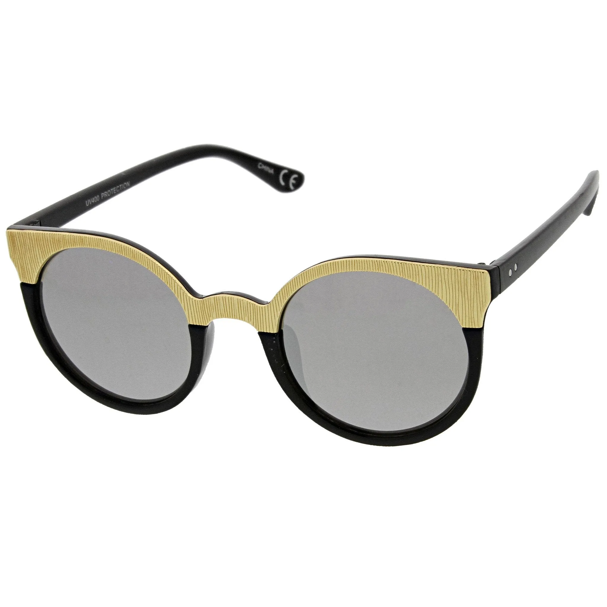 Women's Round Metallic Trim Cat Eye Sunglasses A749 sold by ZeroUV product image thumbnail 4