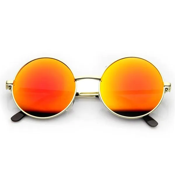 Retro Hippie Round Flash Mirror Lens Metal Sunglasses sold by ZeroUV product image thumbnail 3