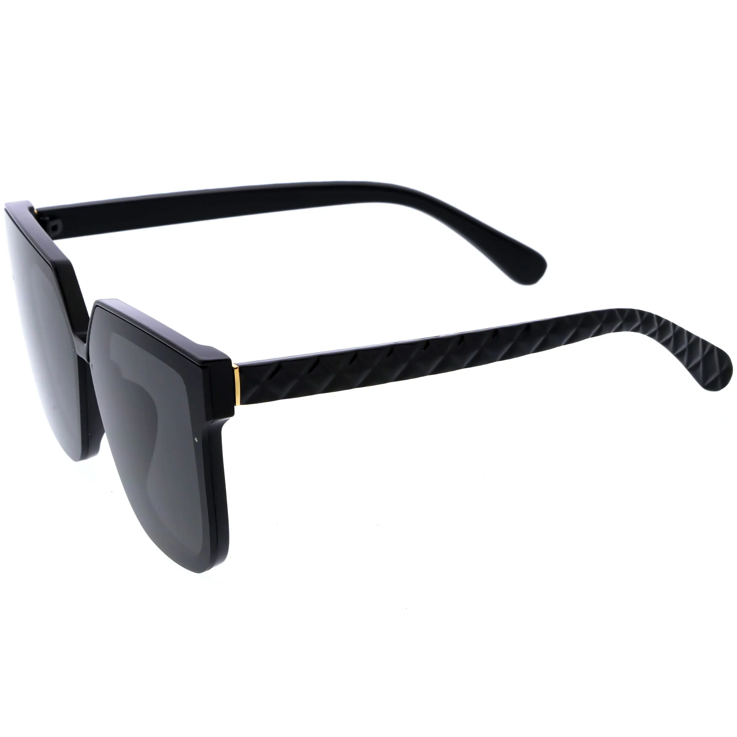 Quilted Textured Arms Neutral Colored Lens Square Sunglasses D115 sold by ZeroUV product image thumbnail 3