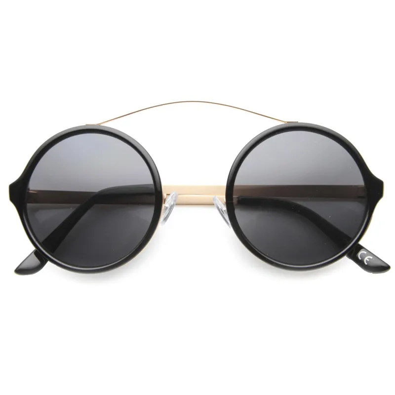Retro Hipster Round Arched Crossbar Sunglasses 9841 sold by ZeroUV