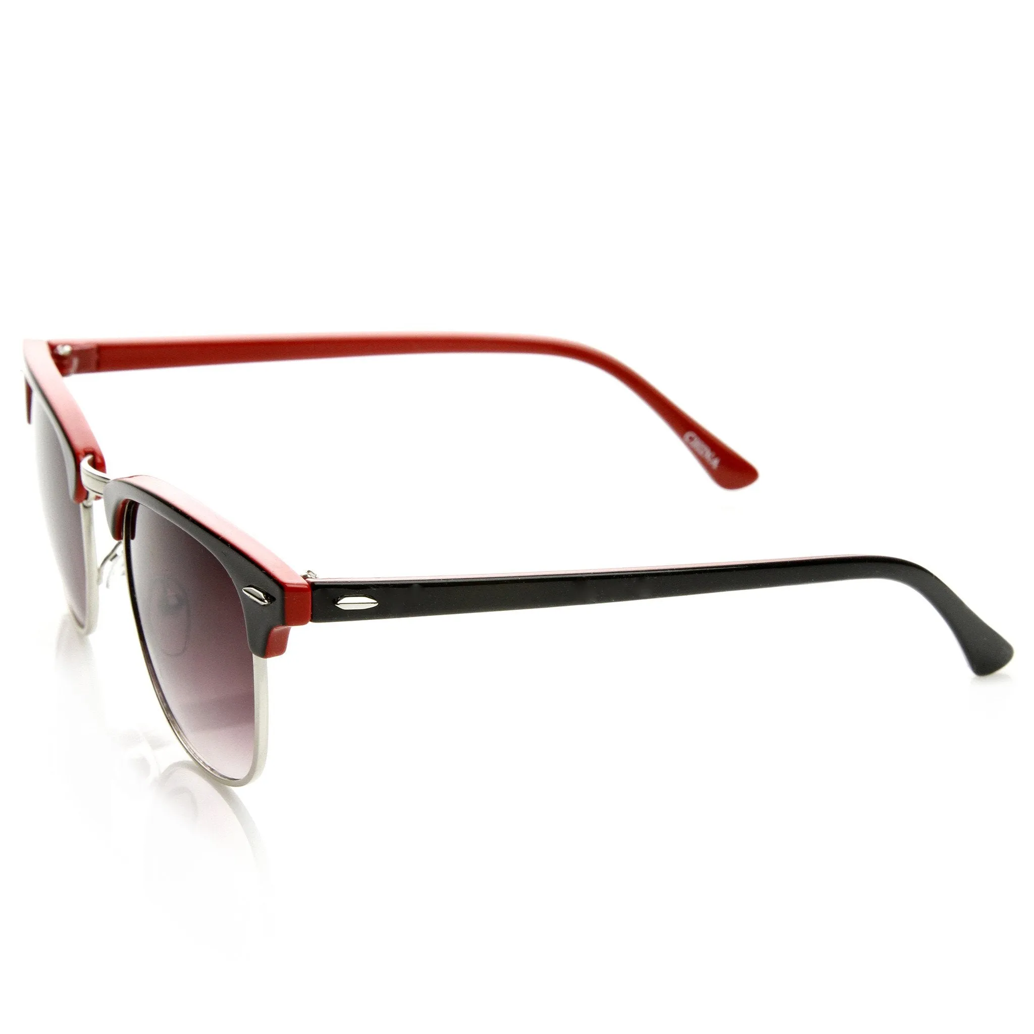 Retro Two Tone Colorful Half Frame Horned Rim Sunglasses 9182 sold by ZeroUV product image thumbnail 3