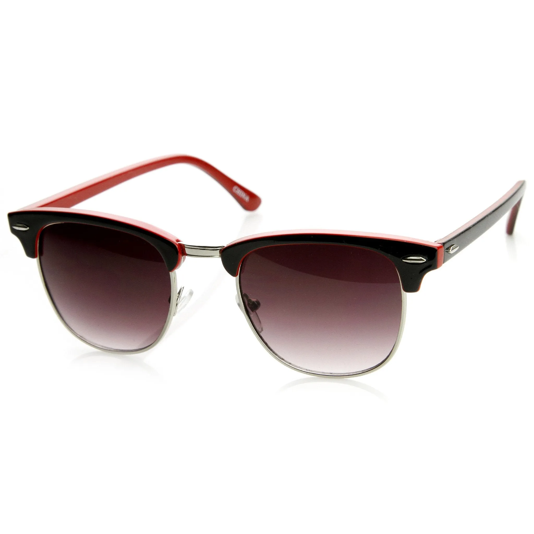 Retro Two Tone Colorful Half Frame Horned Rim Sunglasses 9182 sold by ZeroUV product image thumbnail 4