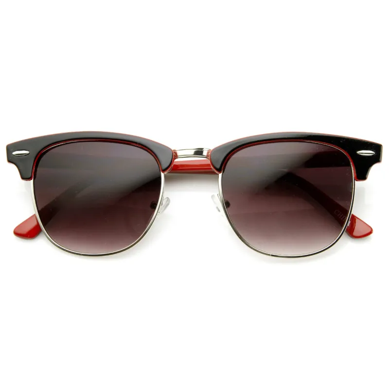 Retro Two Tone Colorful Half Frame Horned Rim Sunglasses 9182 sold by ZeroUV