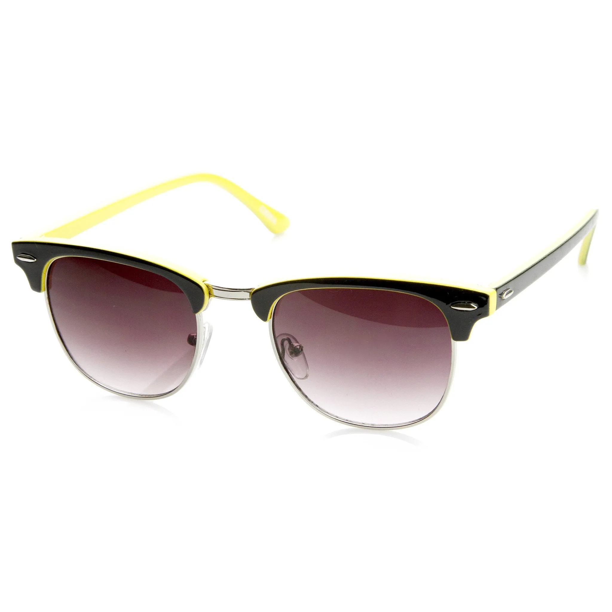 Retro Two Tone Colorful Half Frame Horned Rim Sunglasses 9182 sold by ZeroUV product image thumbnail 5