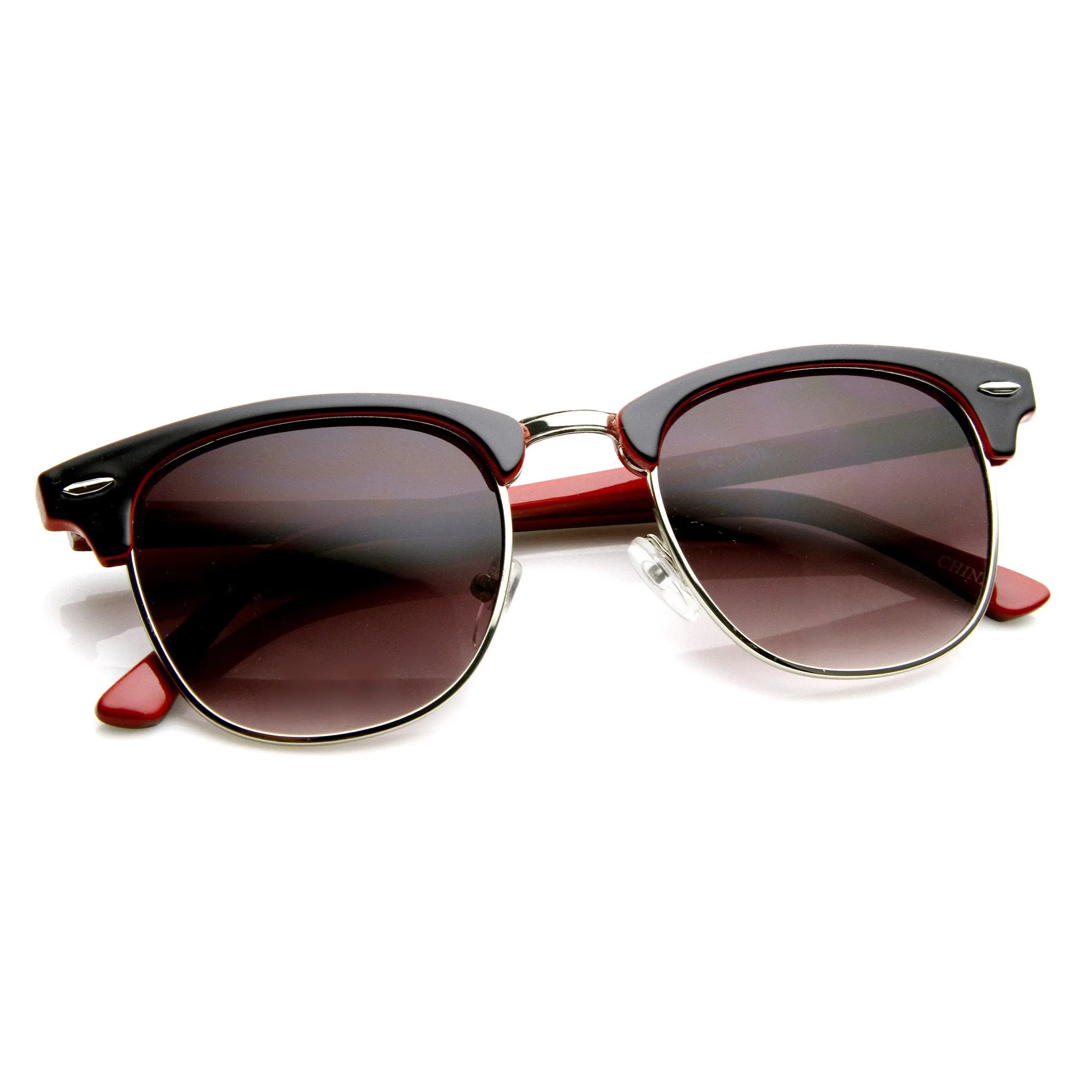 Retro Two Tone Colorful Half Frame Horned Rim Sunglasses 9182 sold by ZeroUV product image thumbnail 2
