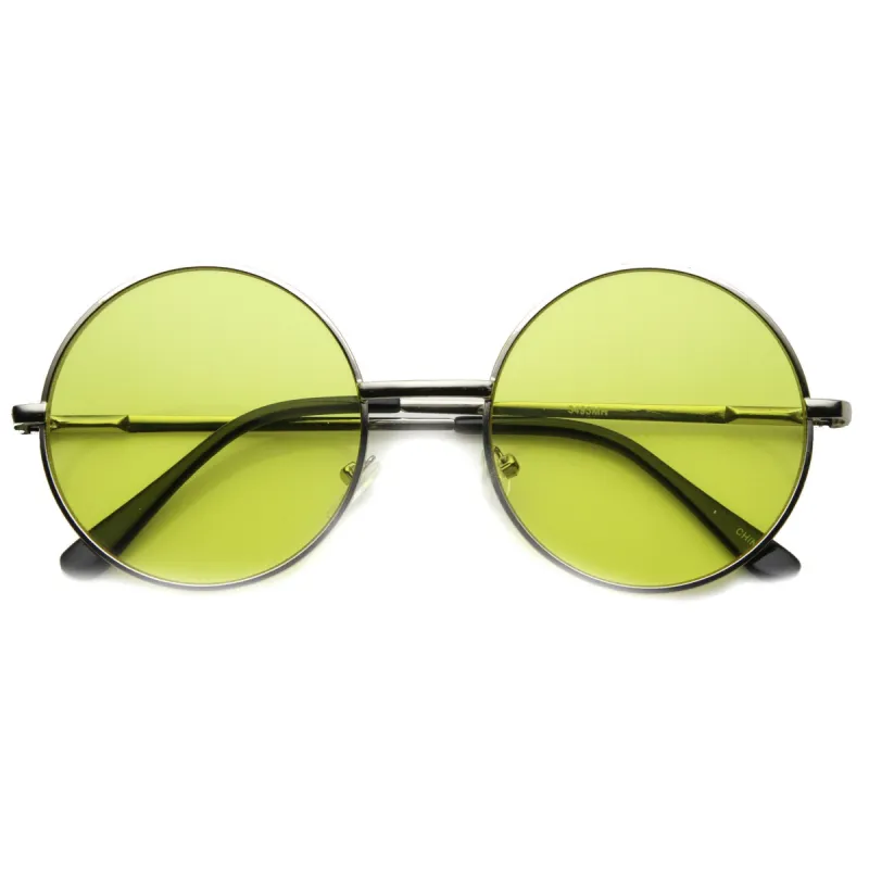 Retro Hippie Mid Sized Round Color Lens Sunglasses 9814 sold by ZeroUV