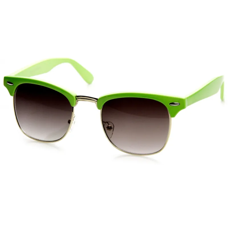 Retro Pastel Half Frame Horned Rim Sunglasses 9264 sold by ZeroUV