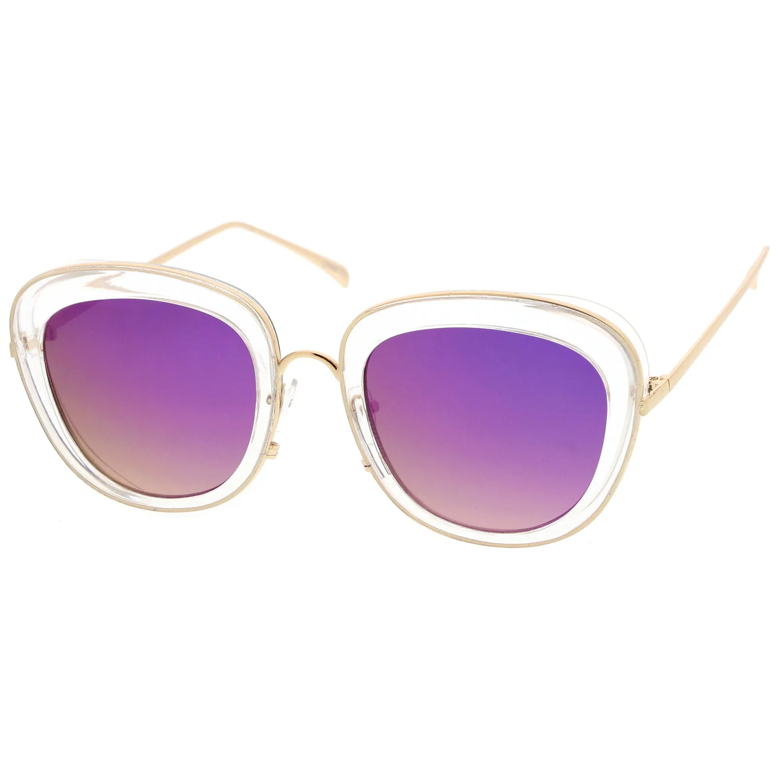 Women's Transparent Mirrored Lens Cat Eye Sunglasses A775 sold by ZeroUV product image thumbnail 2