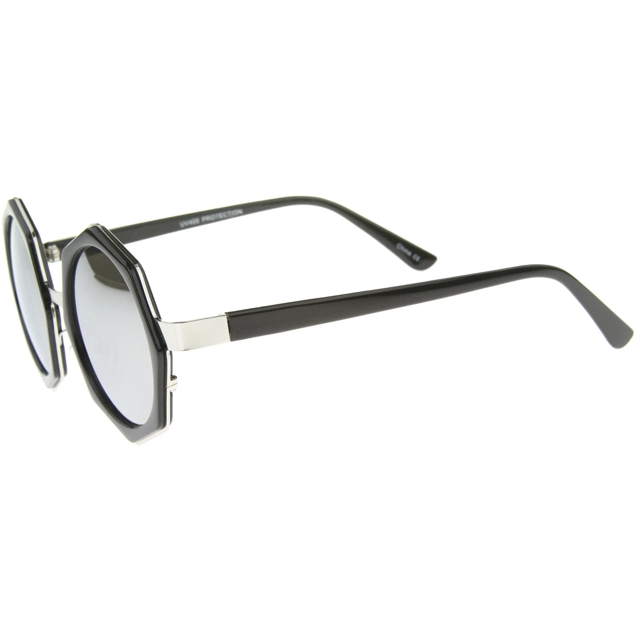 Oversize Geometric Octagon Mirrored Lens Round Sunglasses A111 sold by ZeroUV product image thumbnail 3