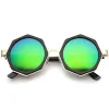 Oversize Geometric Octagon Mirrored Lens Round Sunglasses A111 sold by ZeroUV