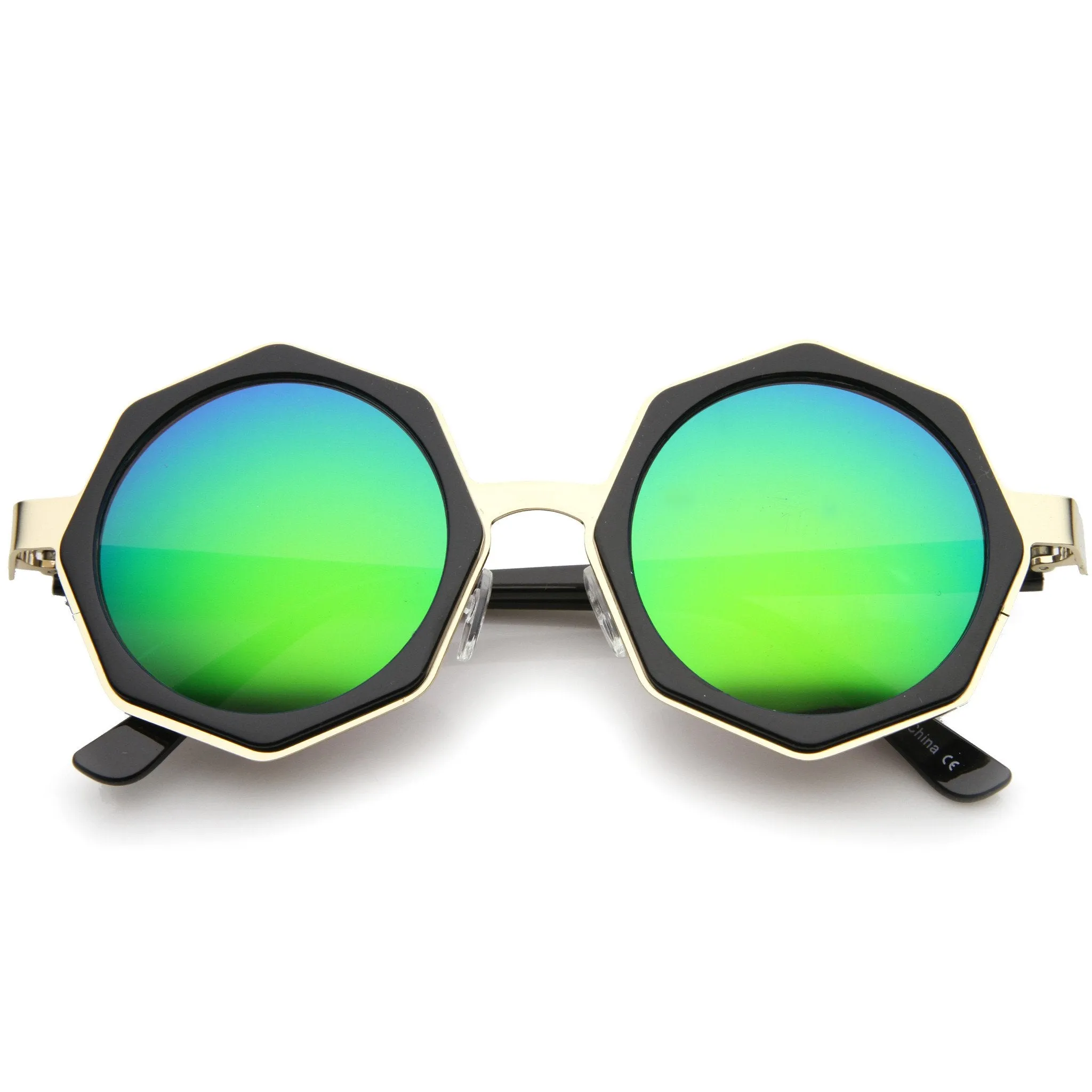 Oversize Geometric Octagon Mirrored Lens Round Sunglasses A111 sold by ZeroUV product image thumbnail 5
