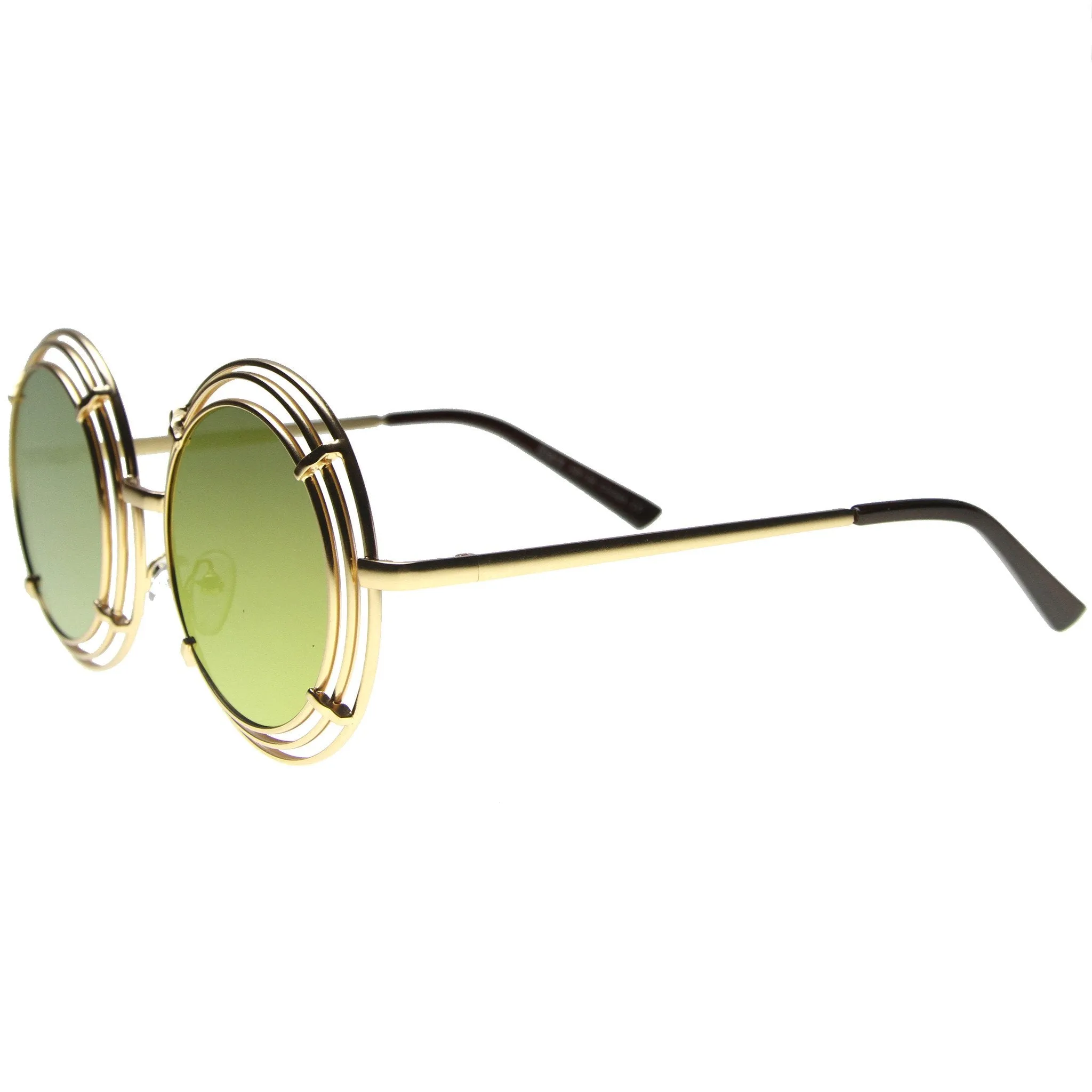 Women's Unique Retro Triple Coil Round Mirror Lens Sunglasses 9756 sold by ZeroUV product image thumbnail 4