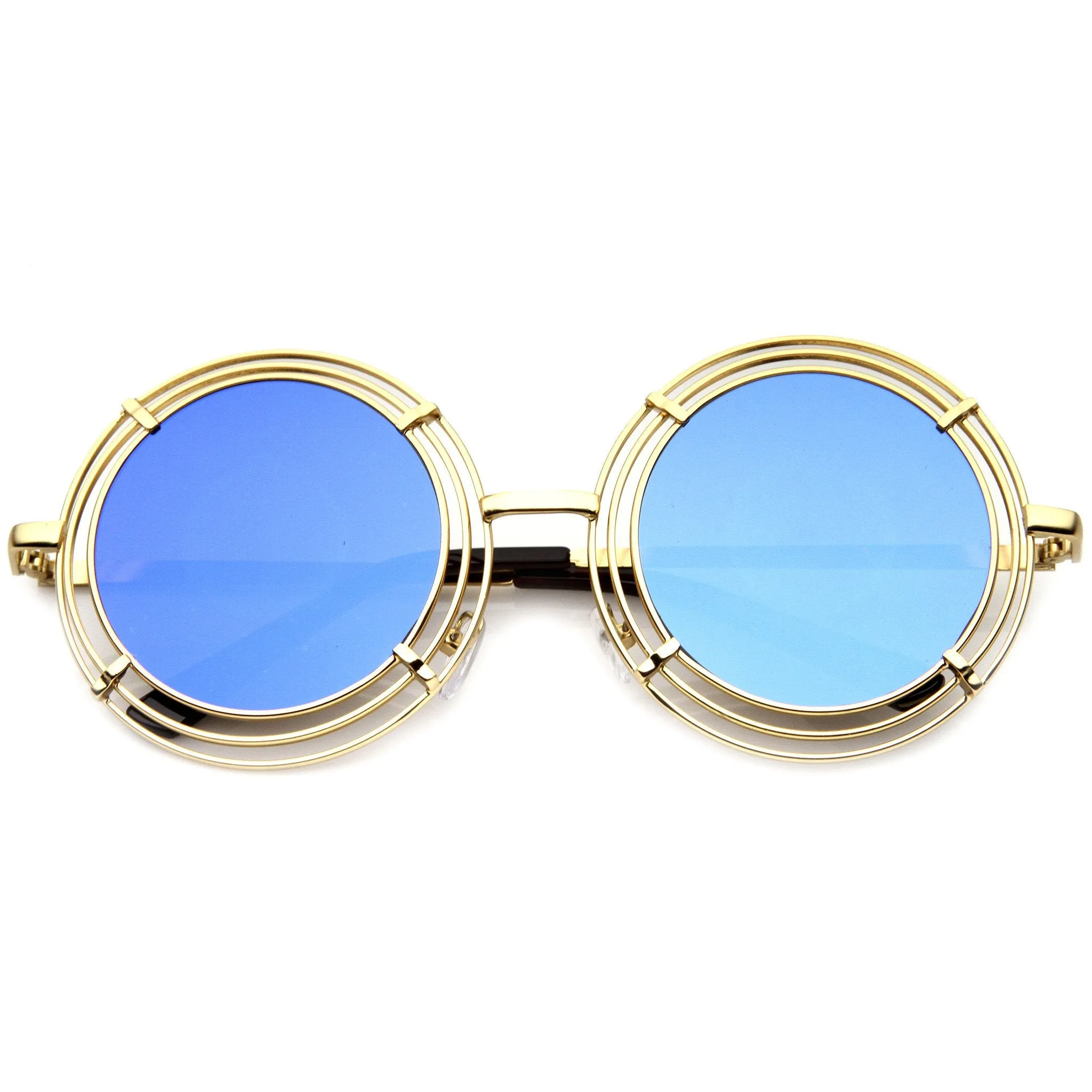 Women's Unique Retro Triple Coil Round Mirror Lens Sunglasses 9756 sold by ZeroUV product image thumbnail 5