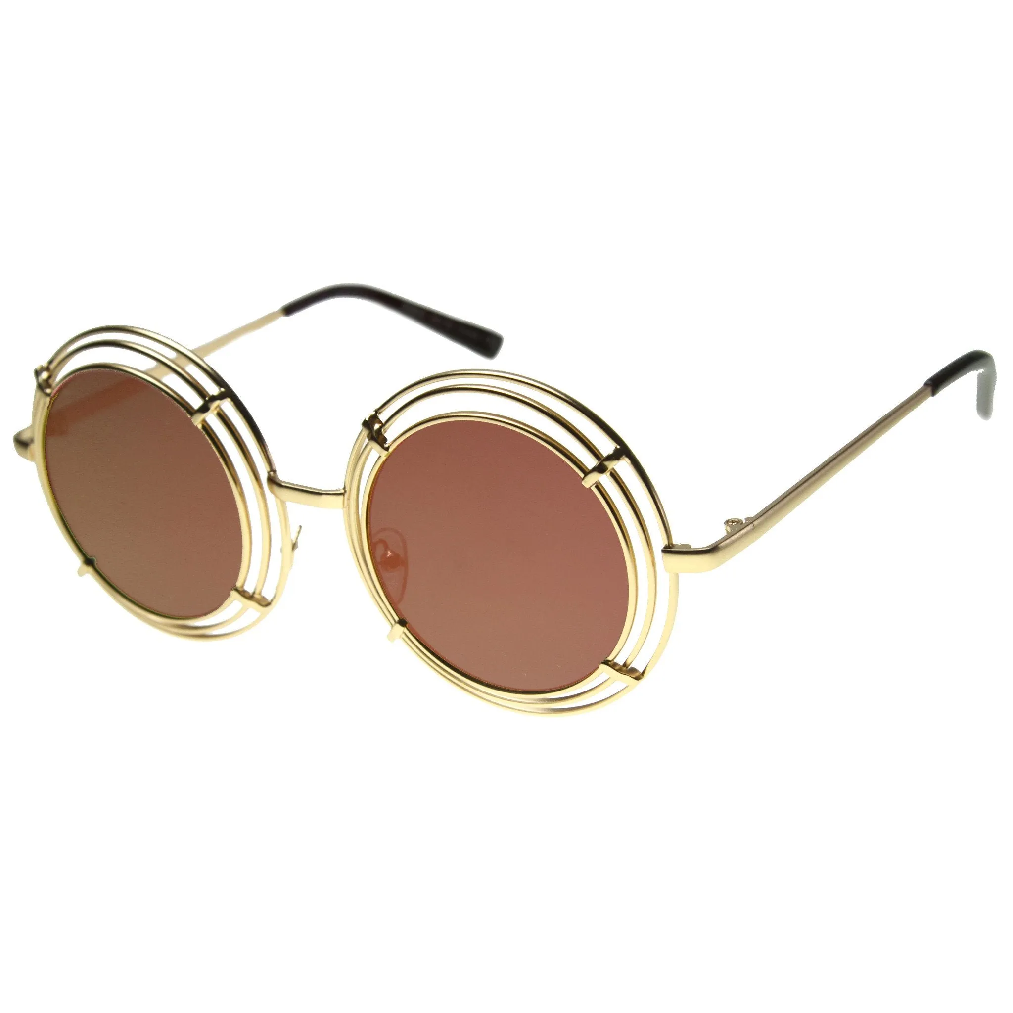 Women's Unique Retro Triple Coil Round Mirror Lens Sunglasses 9756 sold by ZeroUV product image thumbnail 2