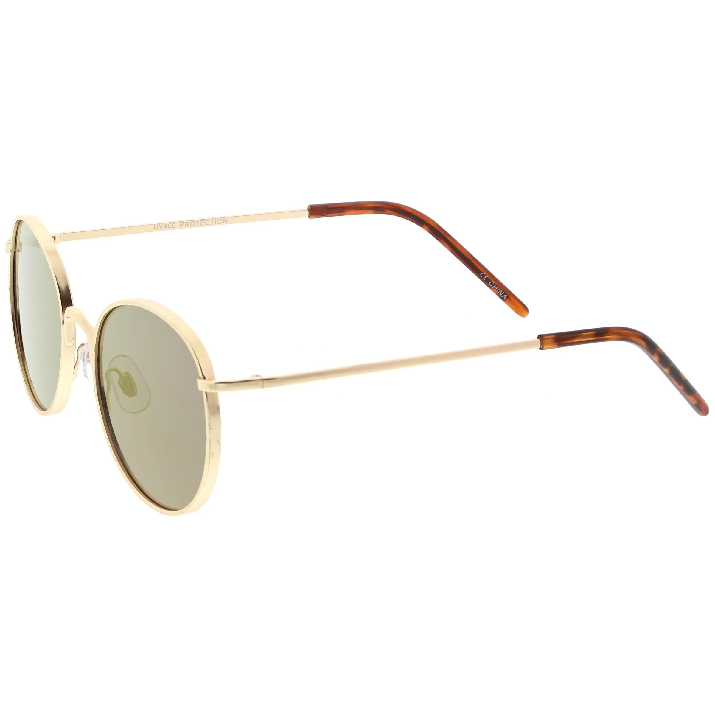 Retro Flash Mirrored Round Flat Lens Metal Sunglasses C436 sold by ZeroUV product image thumbnail 5