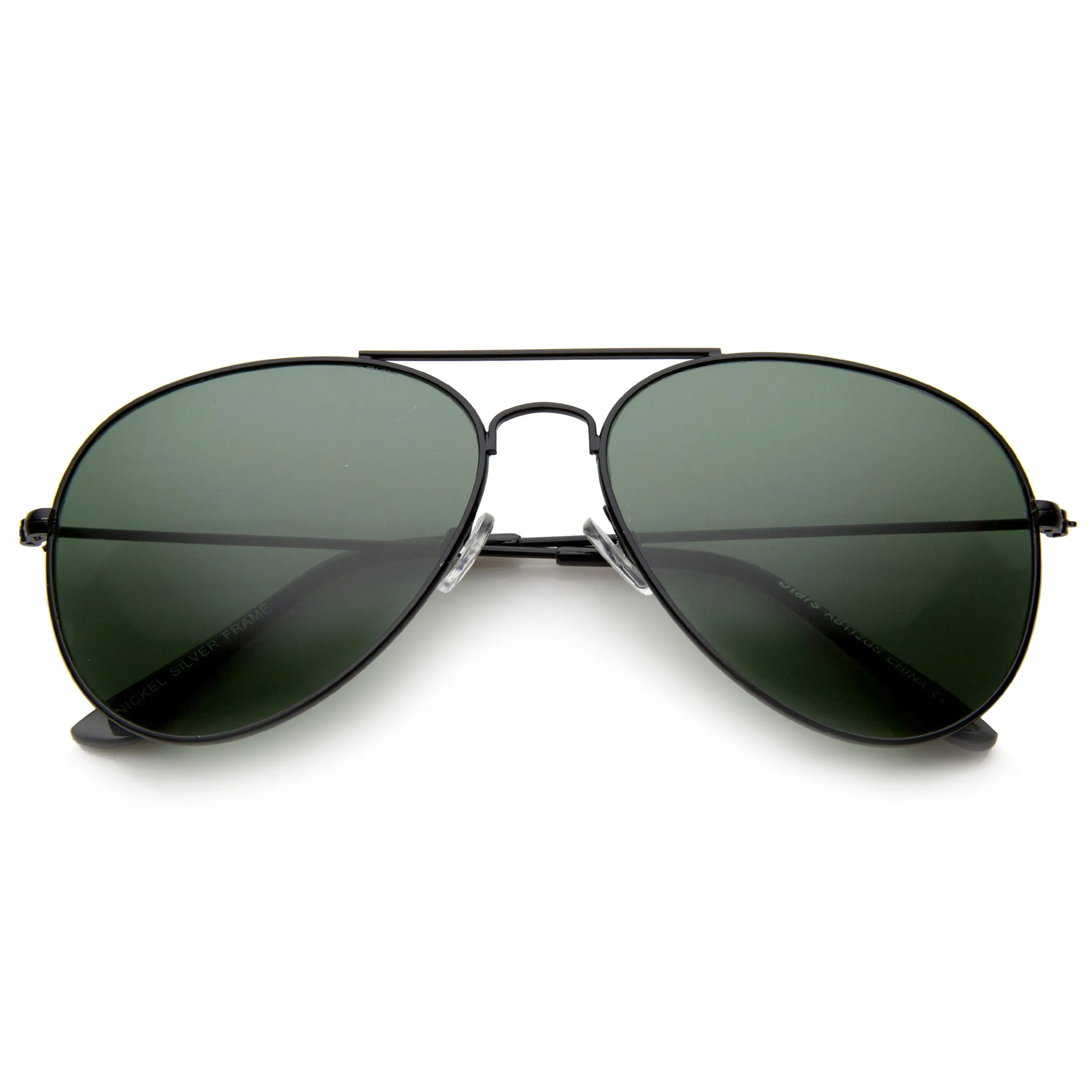 Classic Crossbar Full Metal Frame Green Lens Aviator Sunglasses A293 sold by ZeroUV