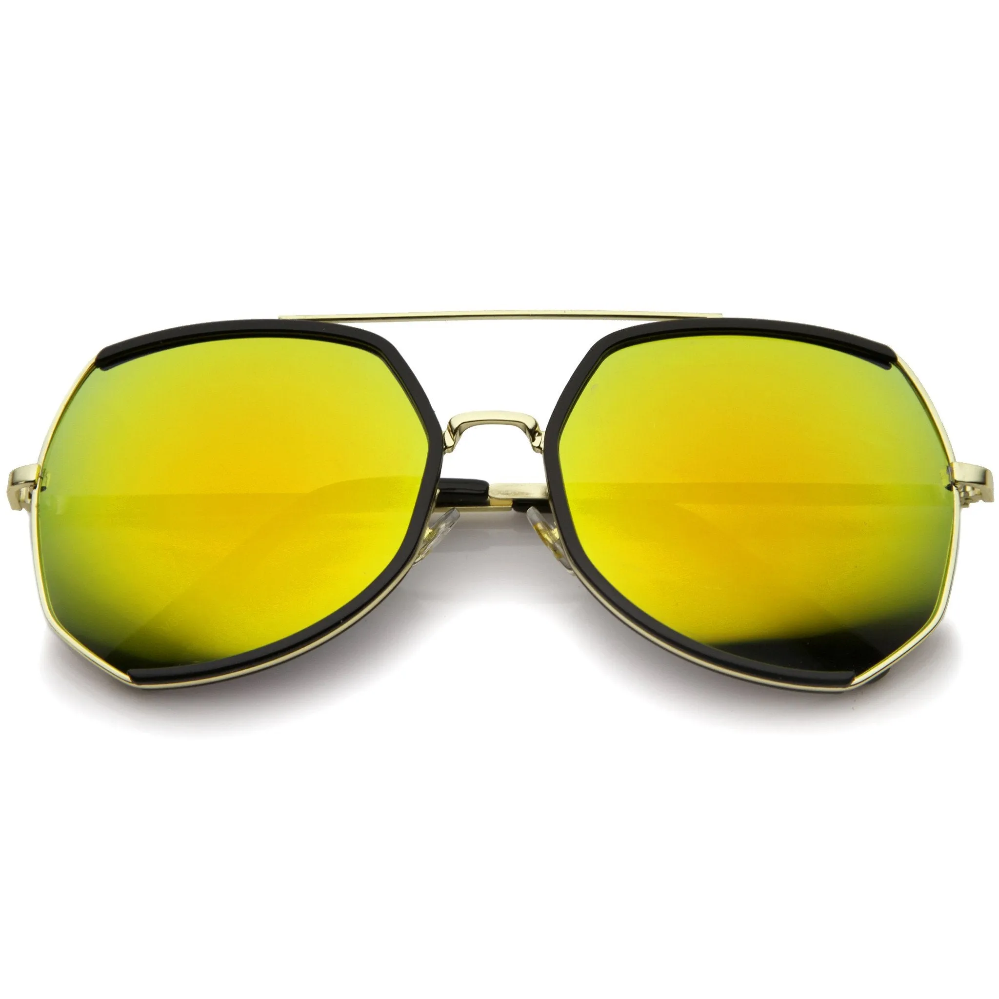 Oversize Angular Mirrored Lens Aviator Sunglasses A387 sold by ZeroUV product image thumbnail 5