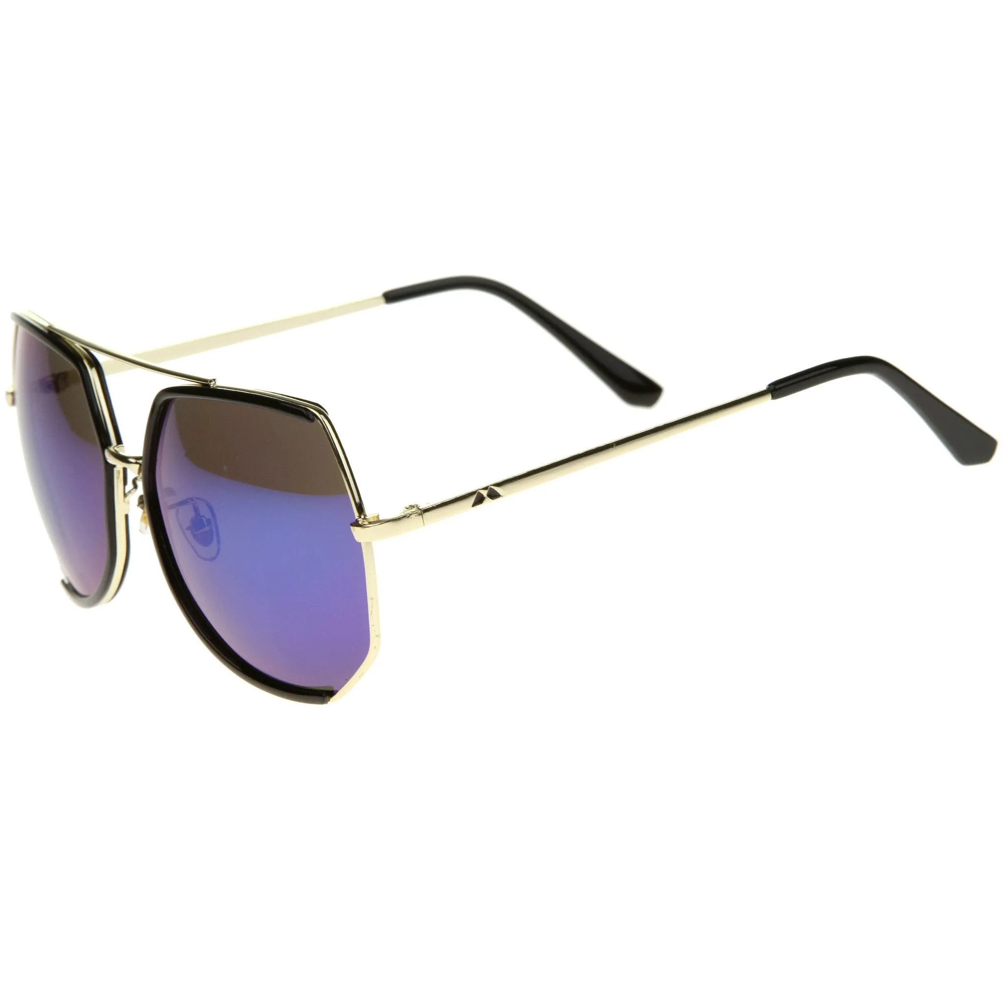 Oversize Angular Mirrored Lens Aviator Sunglasses A387 sold by ZeroUV product image thumbnail 3