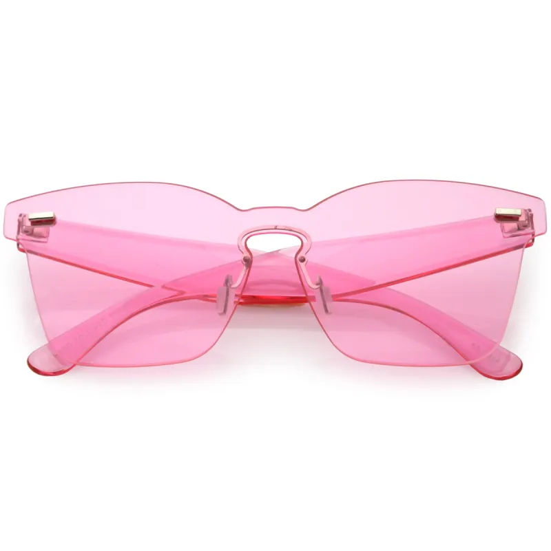 Oversize Retro Modern Mono Futuristic Color Tone Lens Horn Rimmed Sunglasses C505 sold by ZeroUV