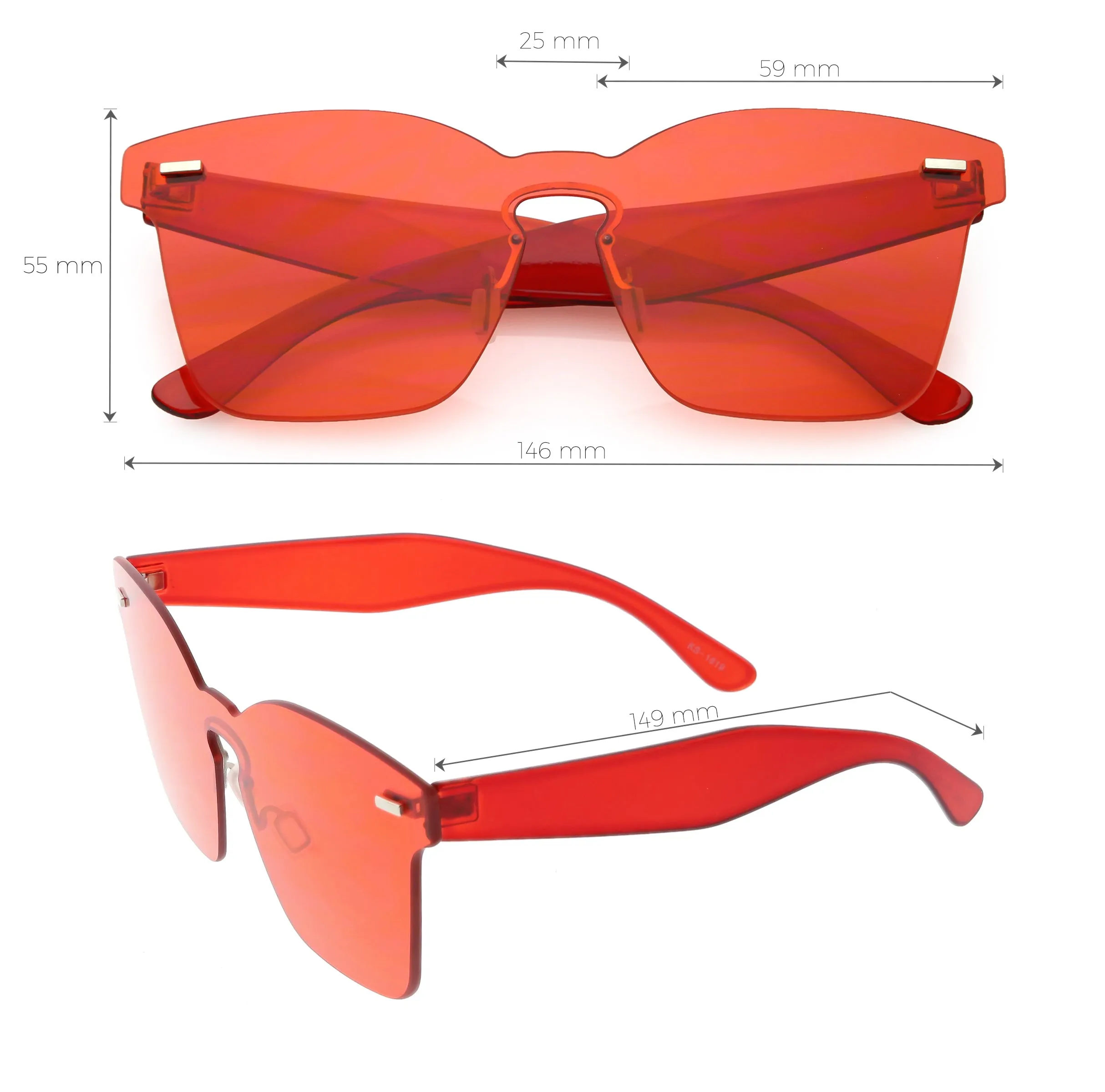 Oversize Retro Modern Mono Futuristic Color Tone Lens Horn Rimmed Sunglasses C505 sold by ZeroUV product image thumbnail 3