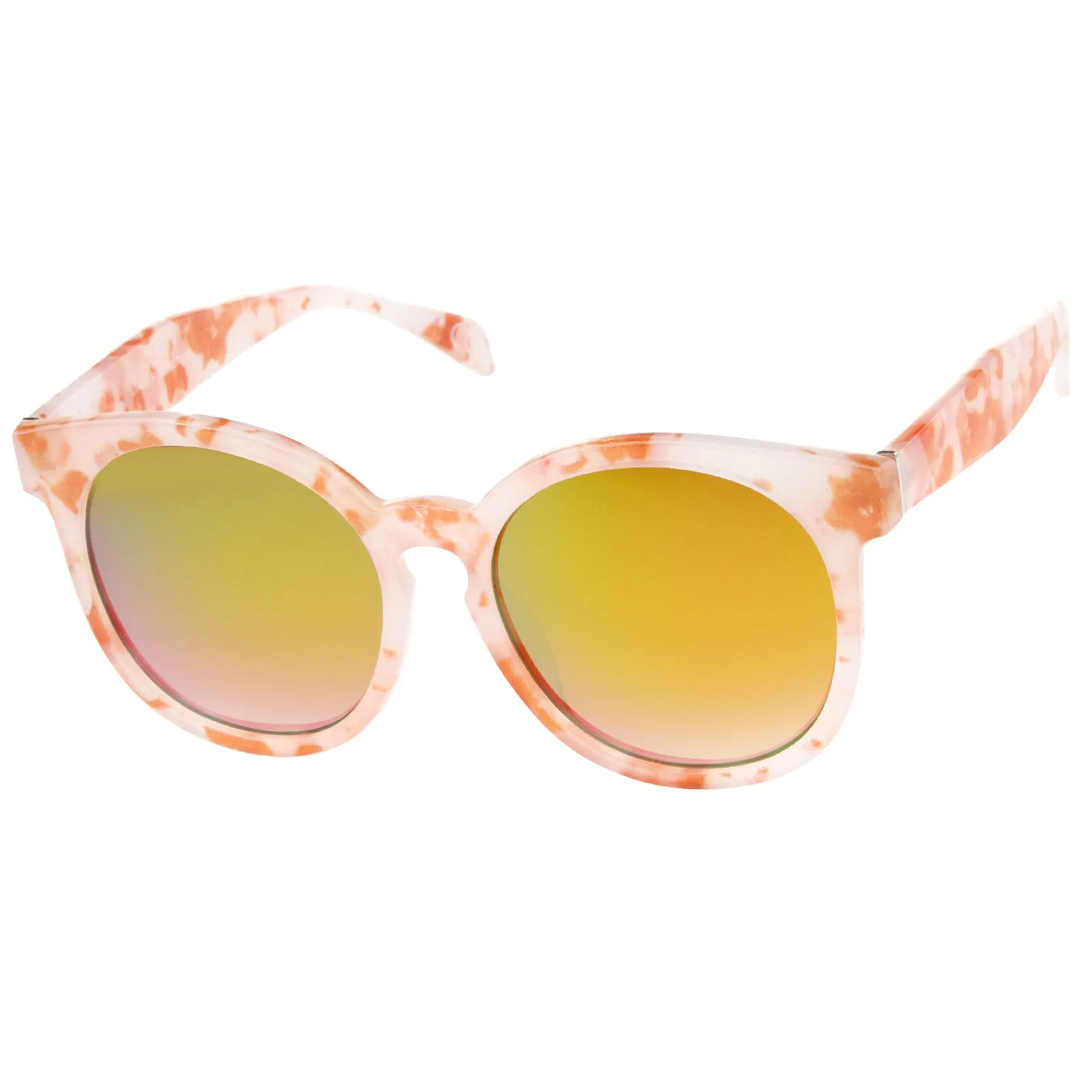 Oversize Marble Print Mirror Lens Round Sunglasses A466 sold by ZeroUV product image thumbnail 2