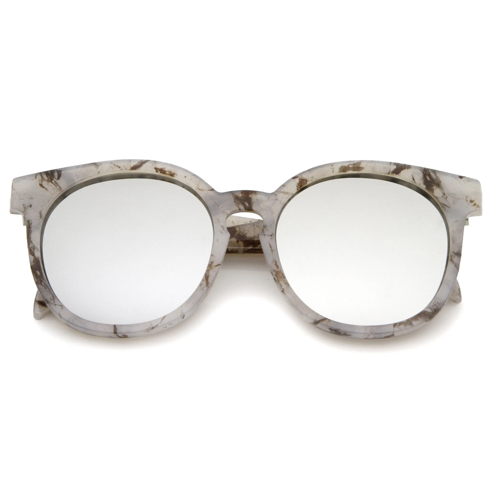 Oversize Marble Print Mirror Lens Round Sunglasses A466 sold by ZeroUV product image thumbnail 3