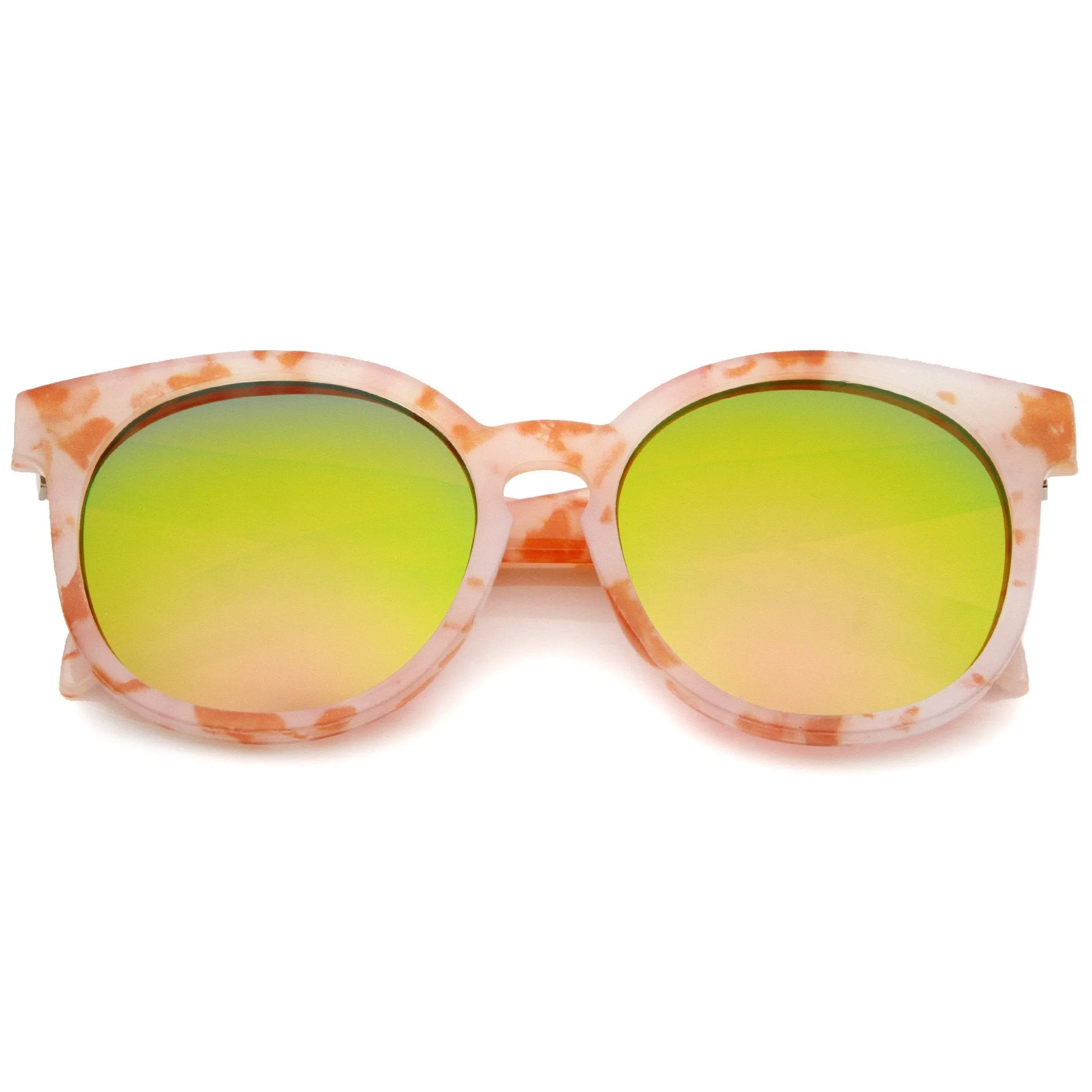 Oversize Marble Print Mirror Lens Round Sunglasses A466 sold by ZeroUV