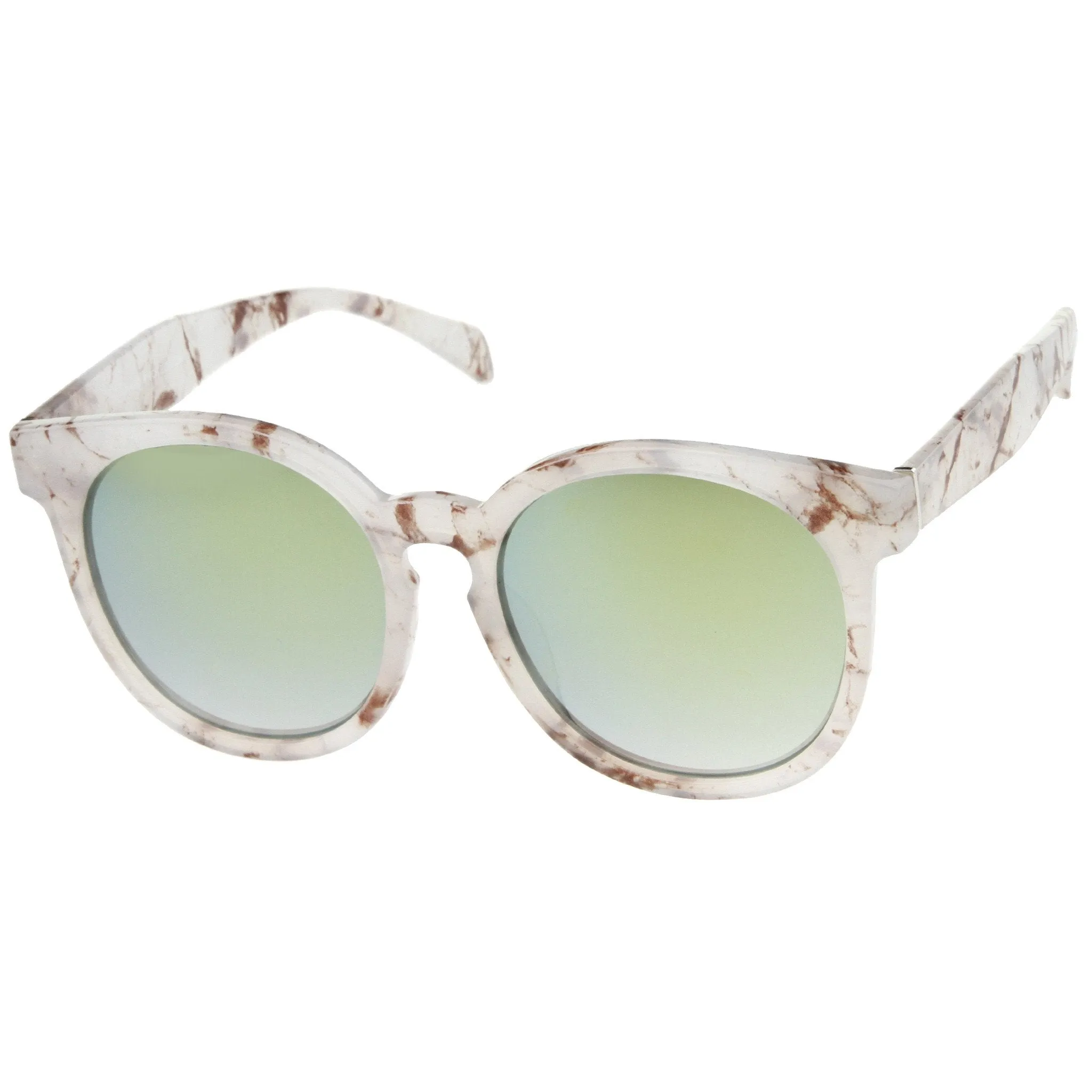 Oversize Marble Print Mirror Lens Round Sunglasses A466 sold by ZeroUV product image thumbnail 4