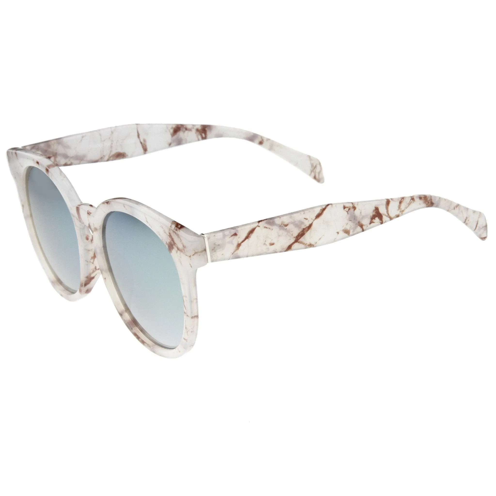 Oversize Marble Print Mirror Lens Round Sunglasses A466 sold by ZeroUV product image thumbnail 5