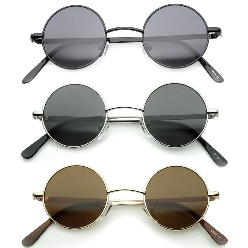 Retro 1970's Lennon Round Metal Sunglasses 9014 3-Pack sold by ZeroUV