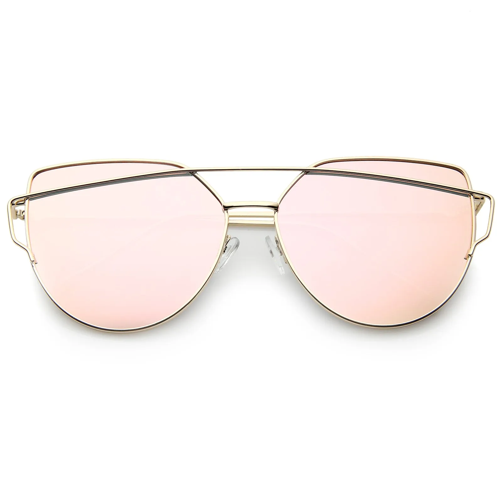 Oversize Thin Cross Brow Mirrored Flat Lens Sunglasses A545 sold by ZeroUV