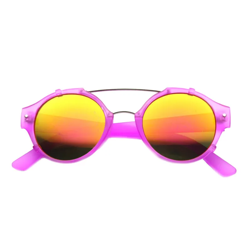 Colorful Retro Round P3 Mirror Lens Cross Bar Sunglasses 9648 sold by ZeroUV