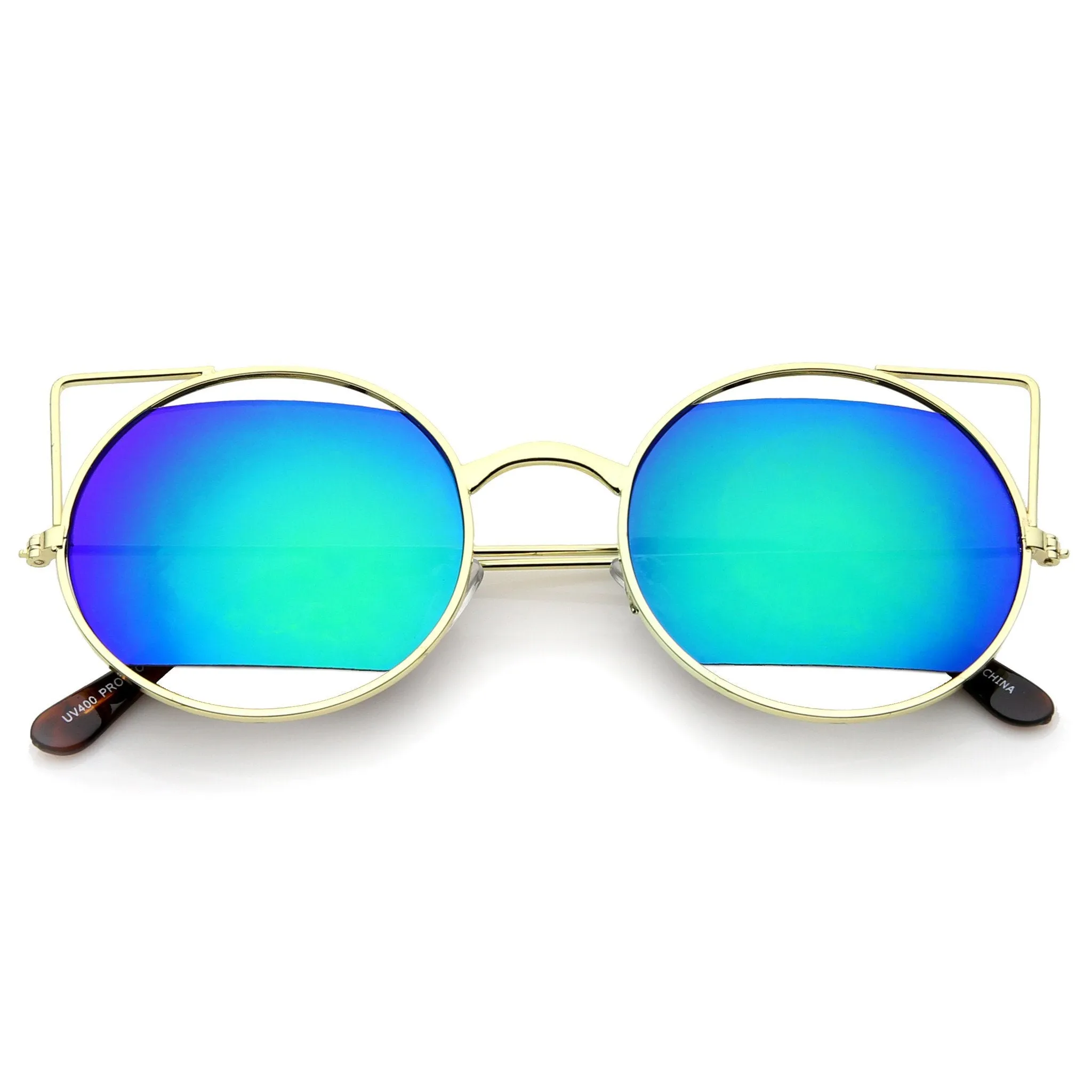 Women's Laser Cut Mirror Lens Cat Eye Sunglasses A349 sold by ZeroUV