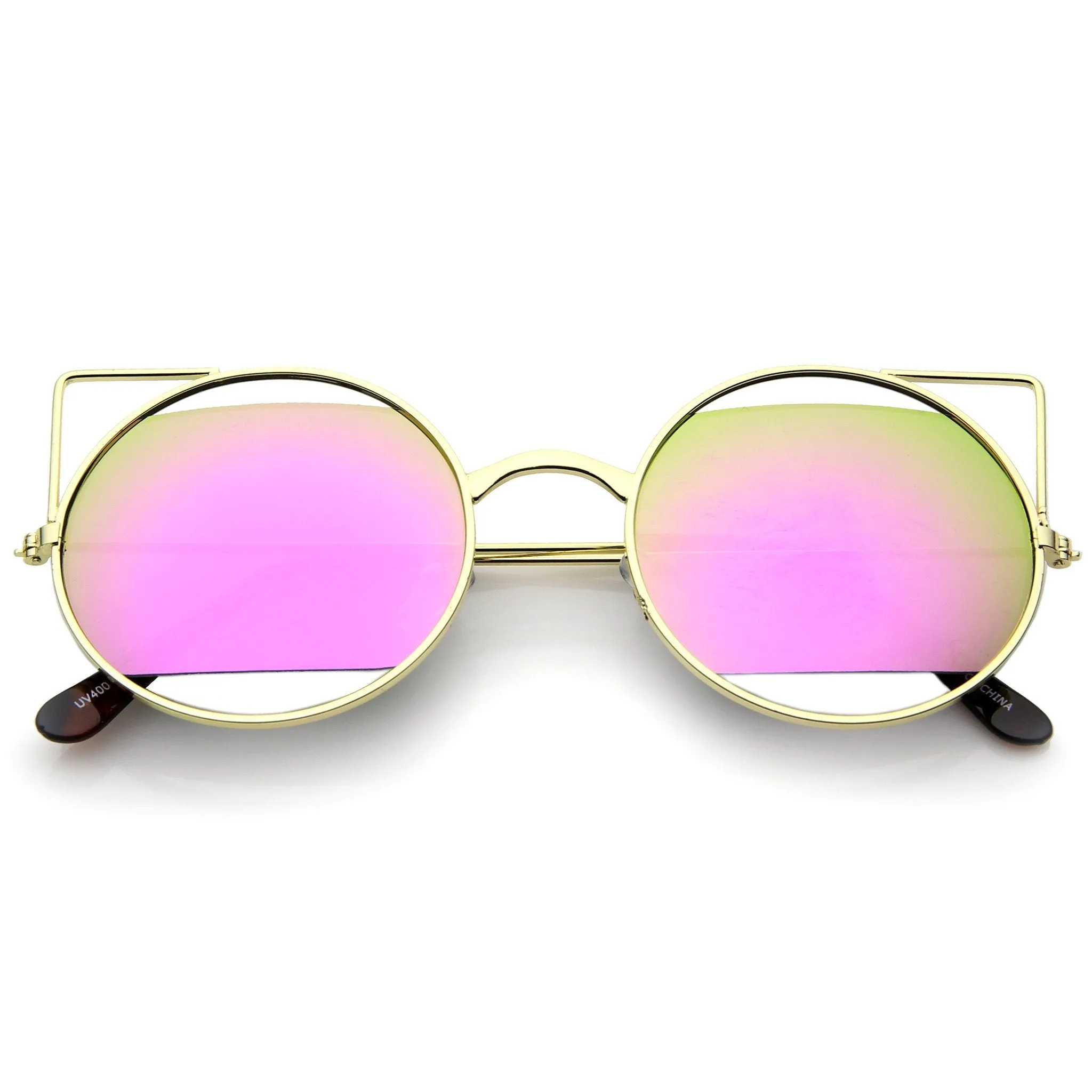 Women's Laser Cut Mirror Lens Cat Eye Sunglasses A349 sold by ZeroUV product image thumbnail 3