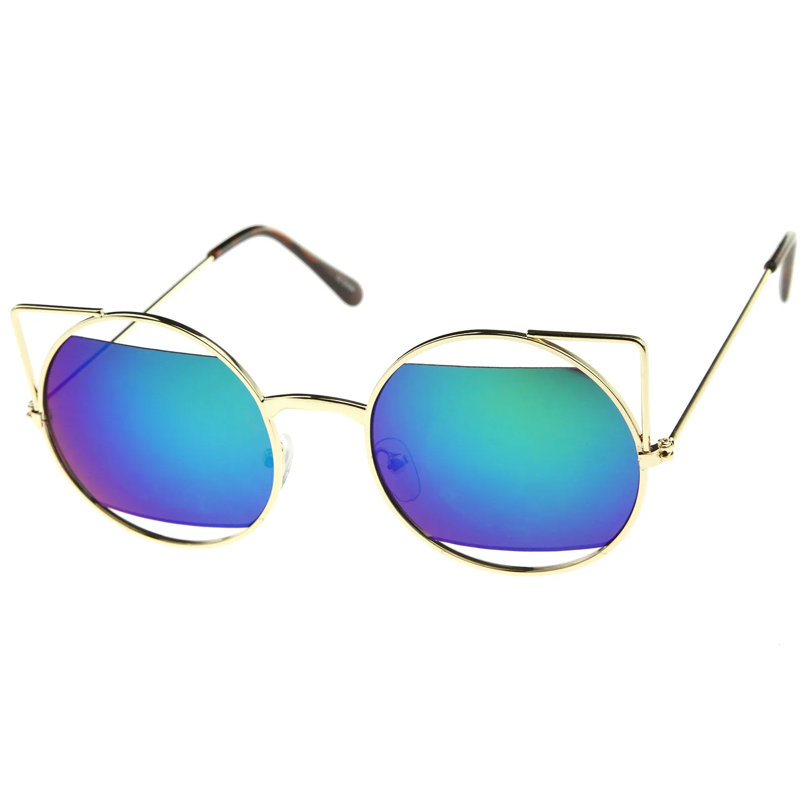 Women's Laser Cut Mirror Lens Cat Eye Sunglasses A349 sold by ZeroUV product image thumbnail 2