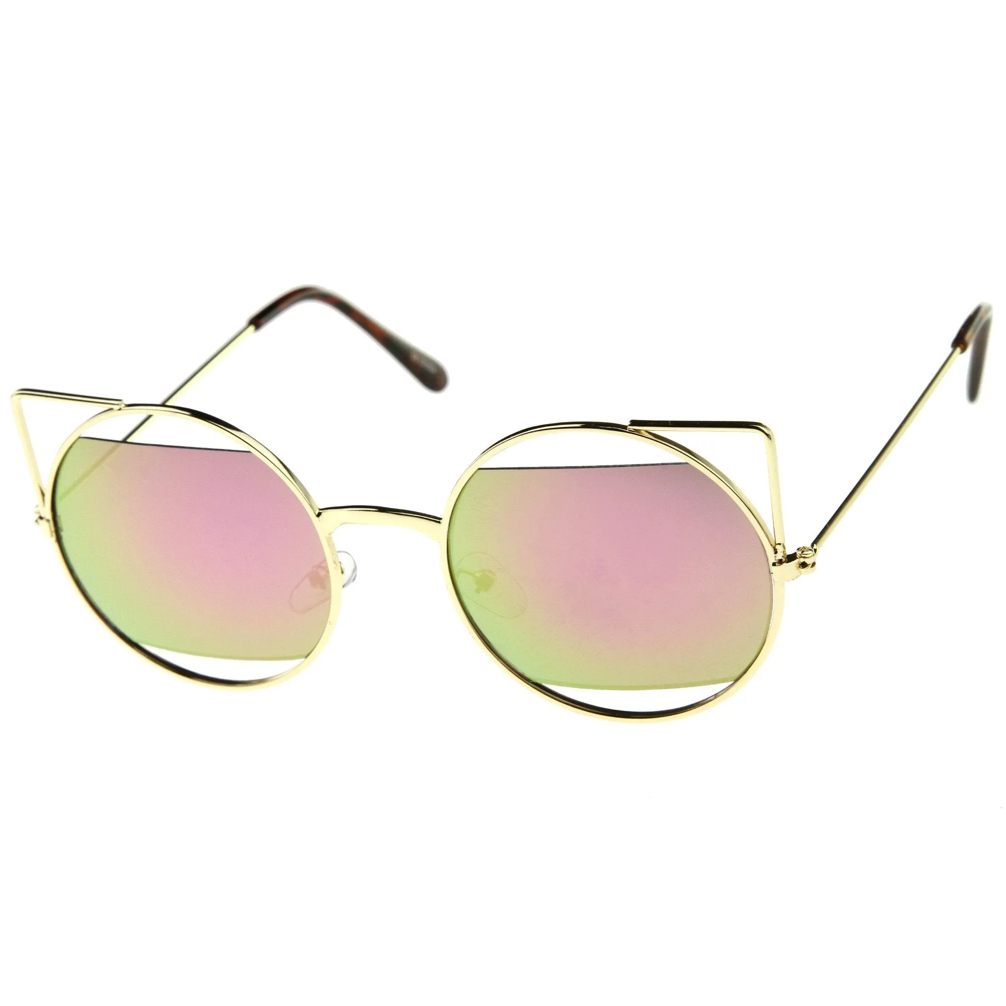 Women's Laser Cut Mirror Lens Cat Eye Sunglasses A349 sold by ZeroUV product image thumbnail 4