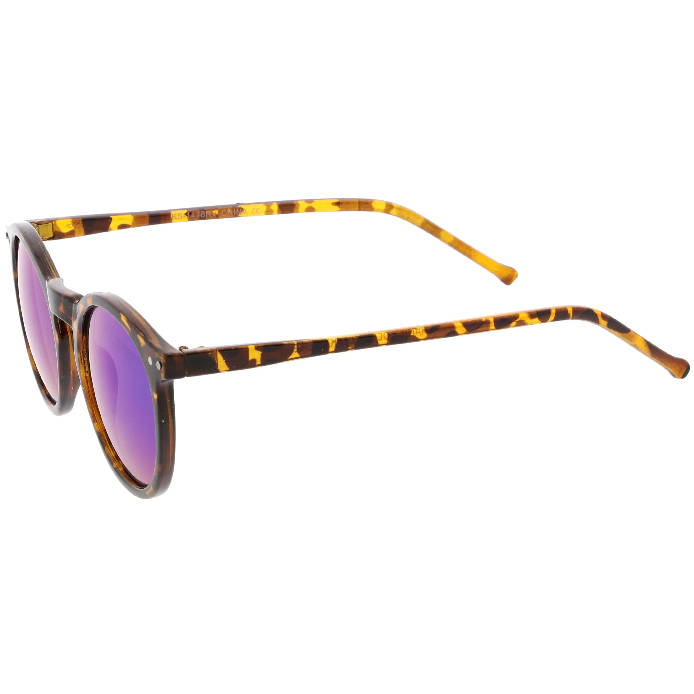 Retro Round Horned Rim Flash Mirrored Lens Sunglasses C703 sold by ZeroUV product image thumbnail 3