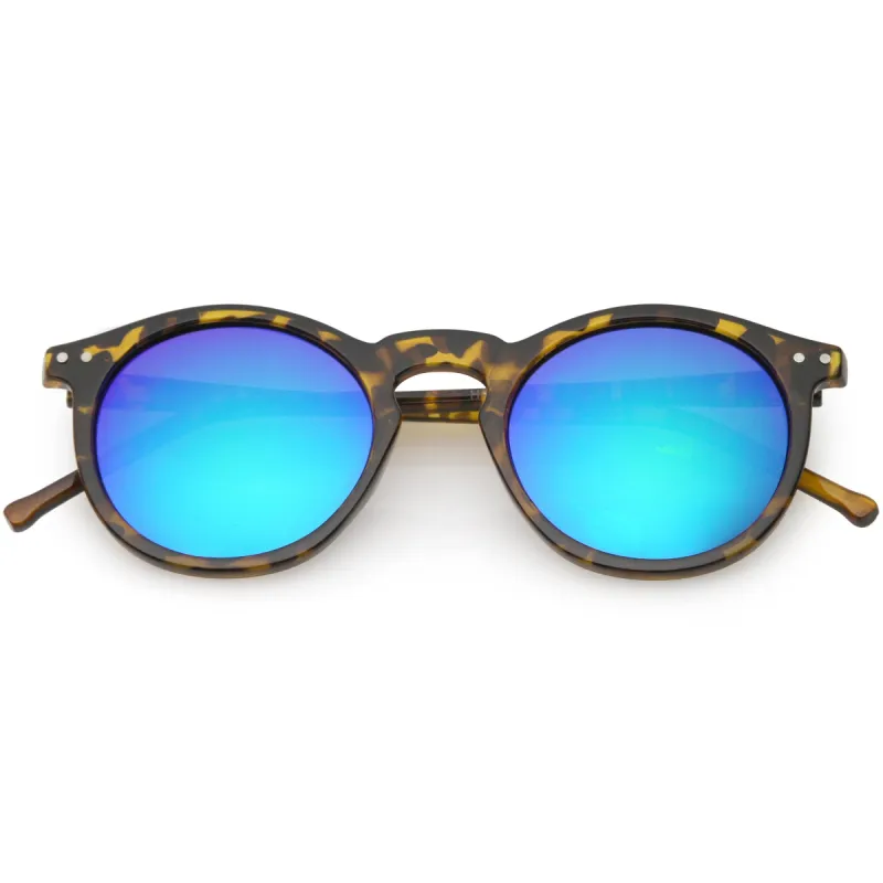 Retro Round Horned Rim Flash Mirrored Lens Sunglasses C703 sold by ZeroUV