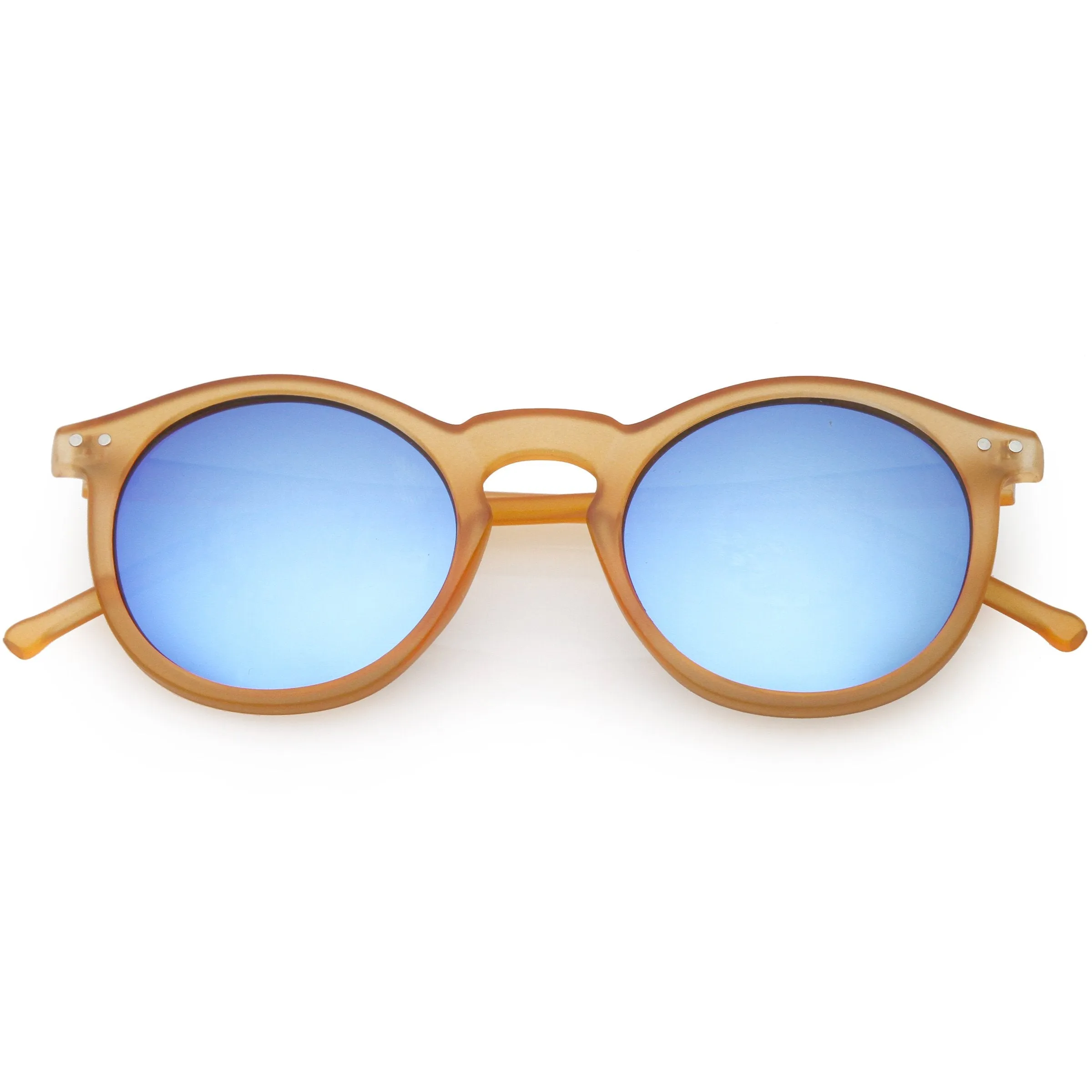 Retro Round Horned Rim Flash Mirrored Lens Sunglasses C703 sold by ZeroUV product image thumbnail 4