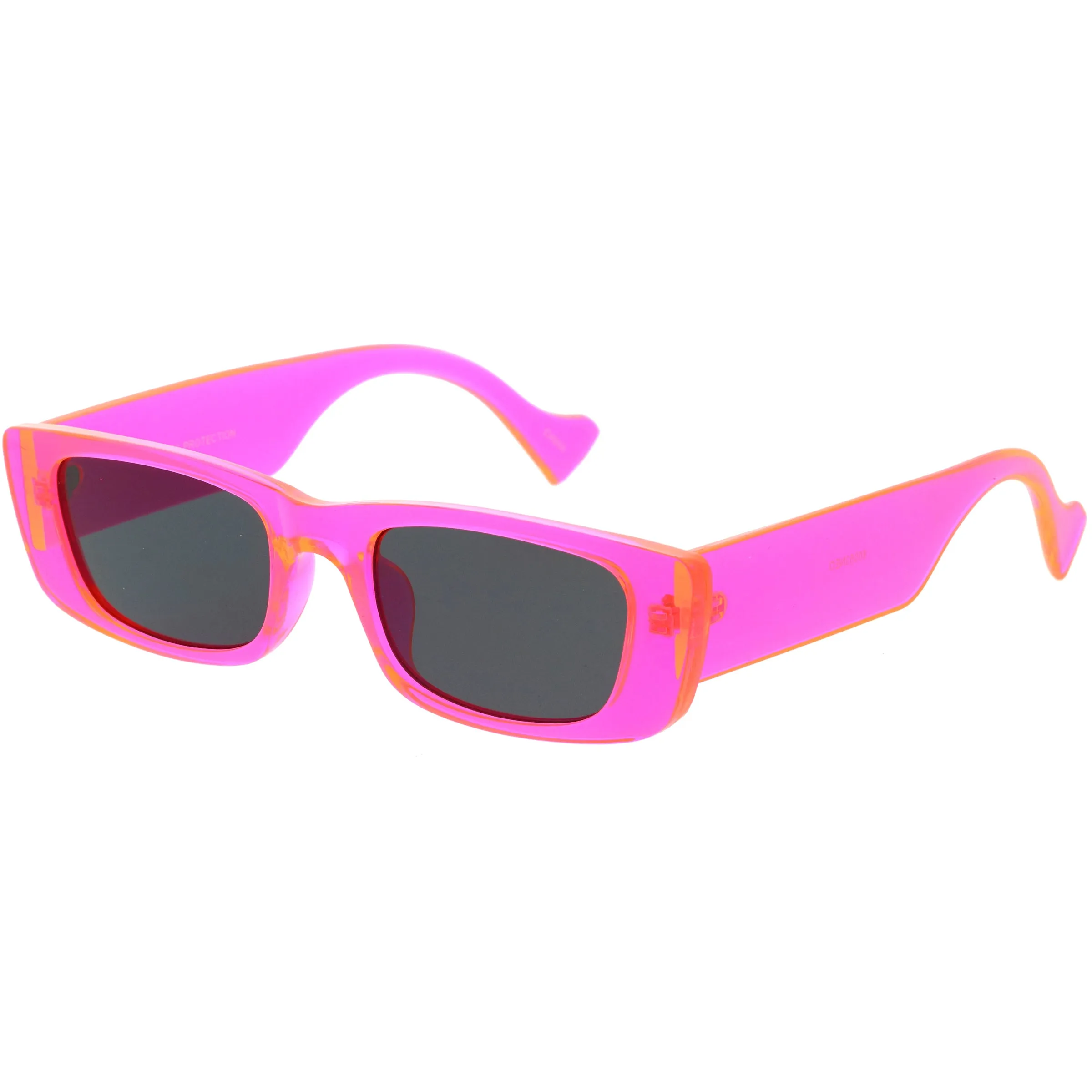 Neon Retro Wide Square Flat Lens Chunky Rectangle Sunglasses D264 sold by ZeroUV product image thumbnail 4
