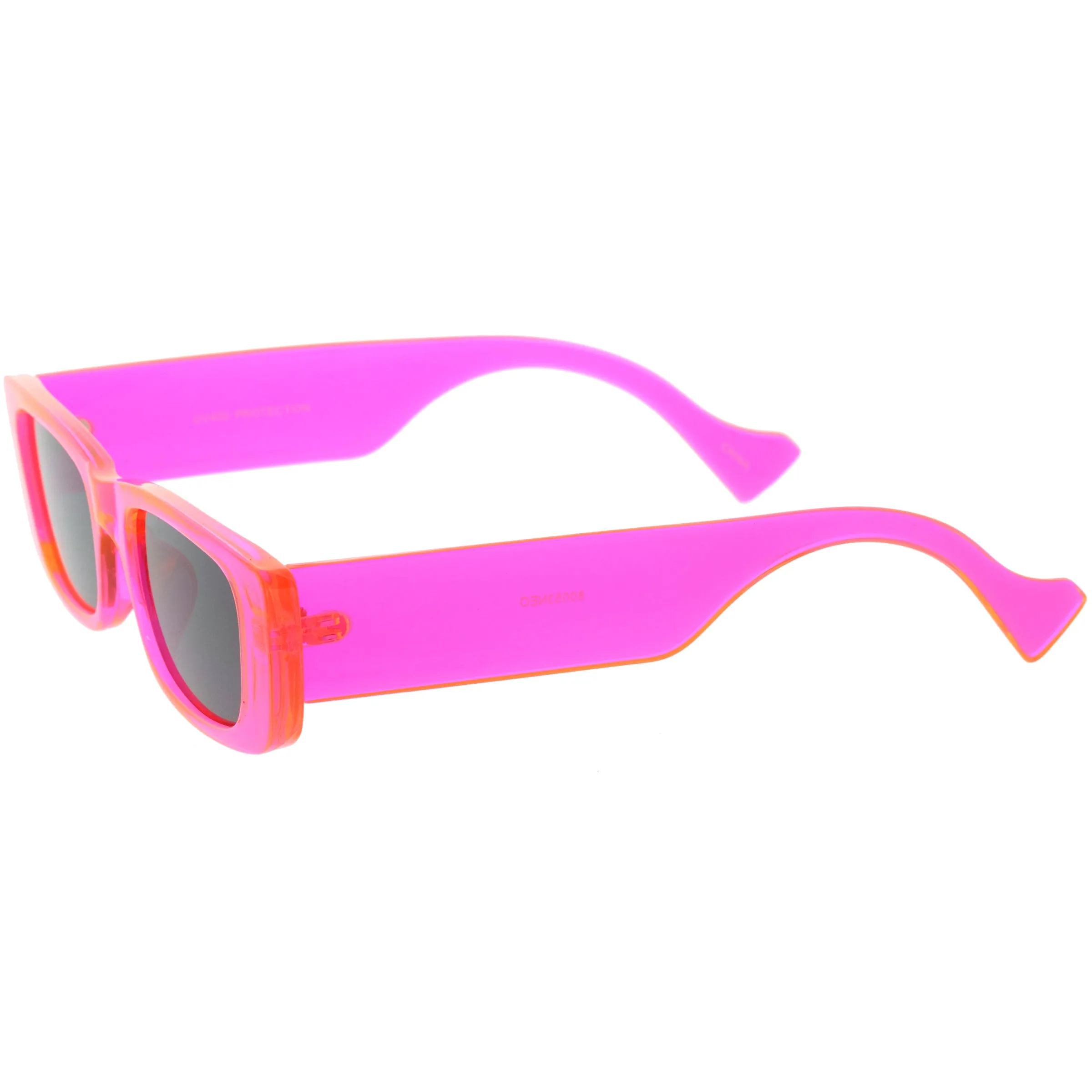 Neon Retro Wide Square Flat Lens Chunky Rectangle Sunglasses D264 sold by ZeroUV product image thumbnail 5