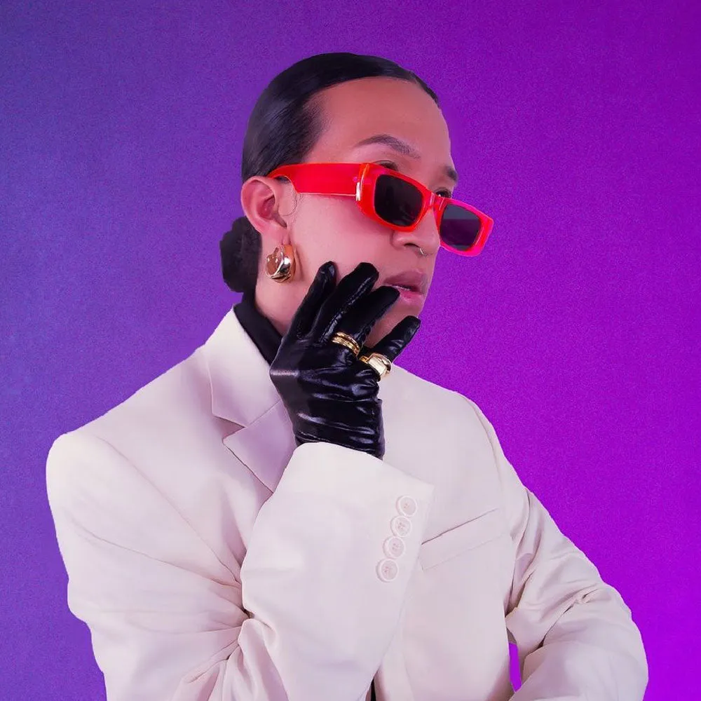 Neon Retro Wide Square Flat Lens Chunky Rectangle Sunglasses D264 sold by ZeroUV product image thumbnail 2